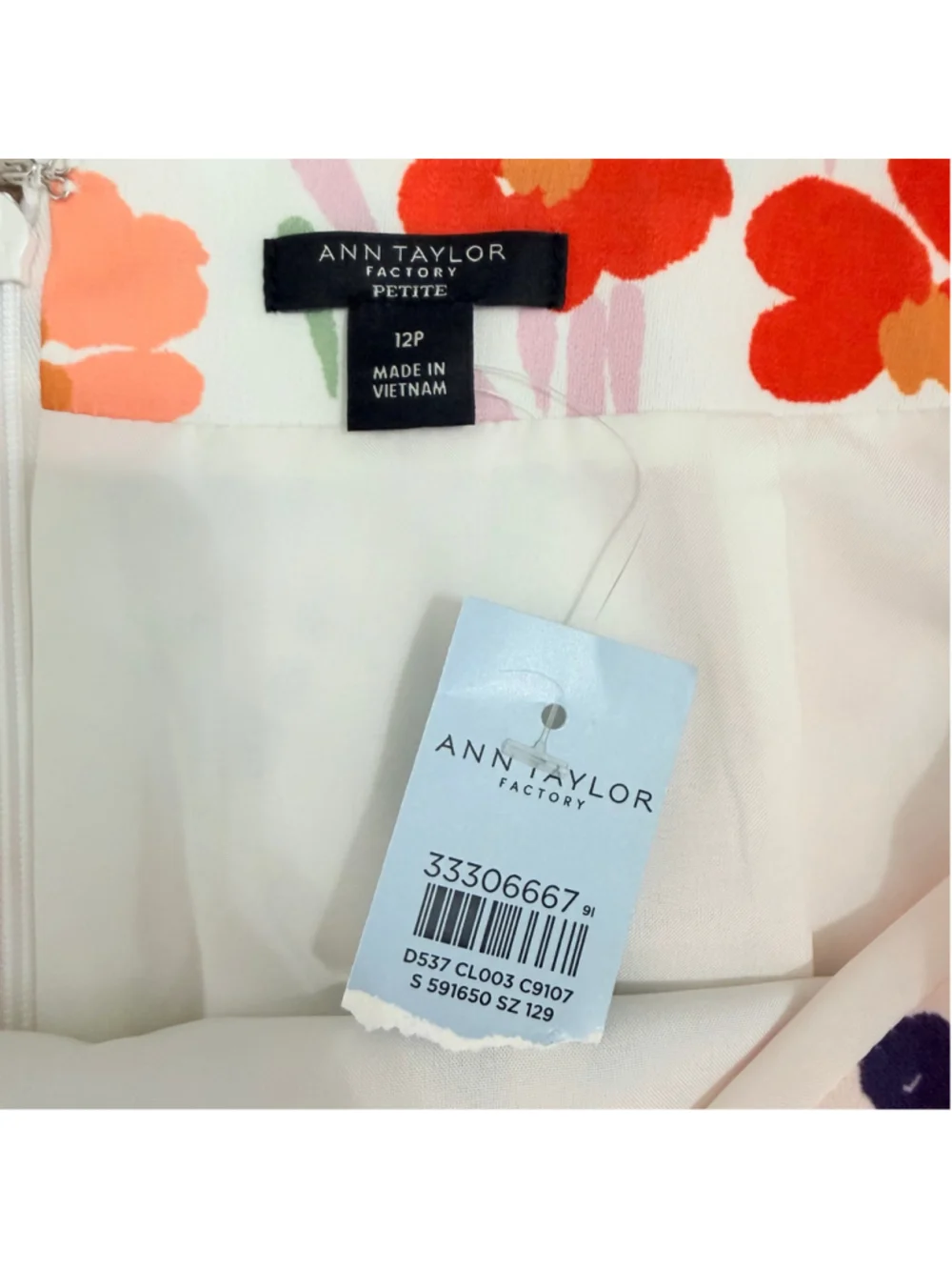 Ann Taylor Factory New Abstract Floral Print Pencil Skirt Women's Size 12 Petite